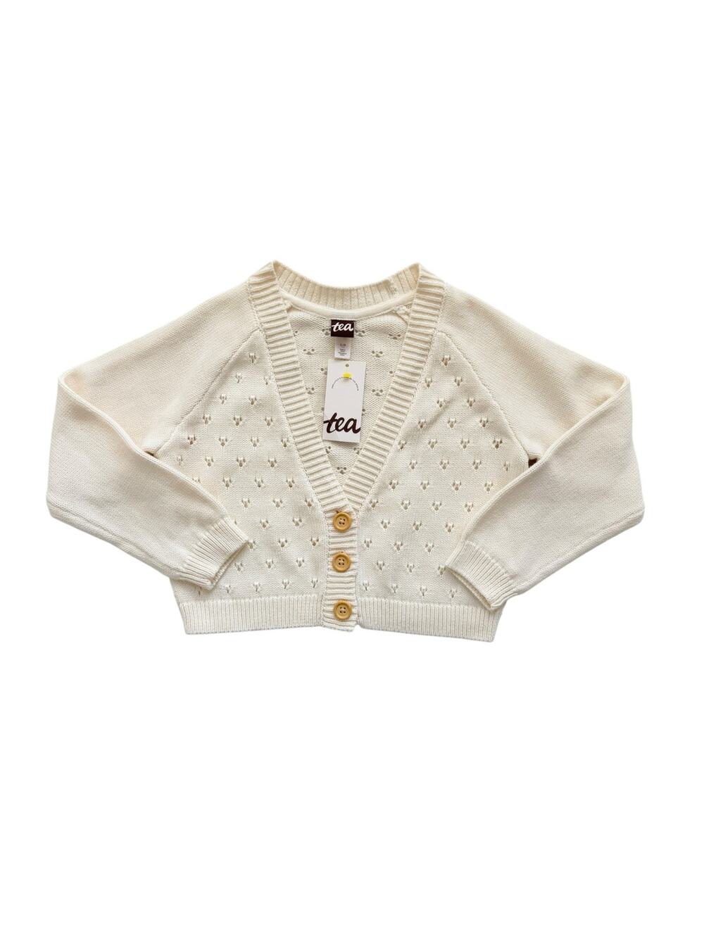 NWT Tea Collection Portugal Pointelle Cardigan Sweater Size S(4-5)